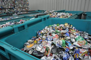 A selection of dry mixed recycling.