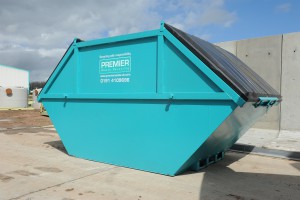 An enclosed skip containing hazardous waste.