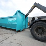 A roll on/off container been delivered.